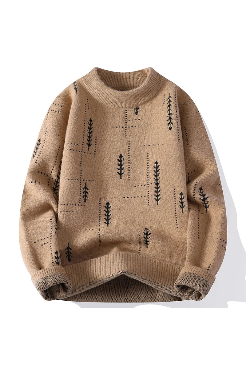 Men's Fuzzy Pattern Knit Sweater