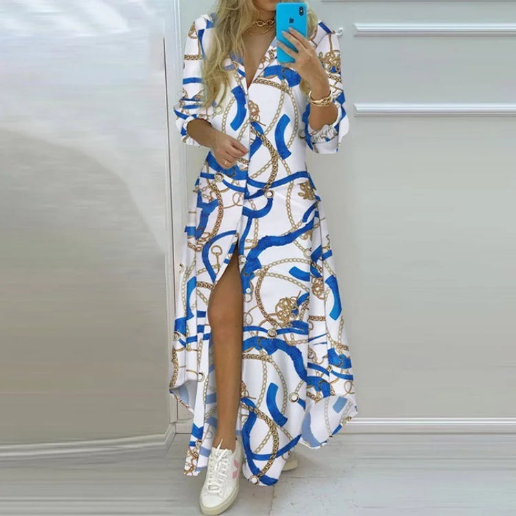 Printed Lapel Long Shirt