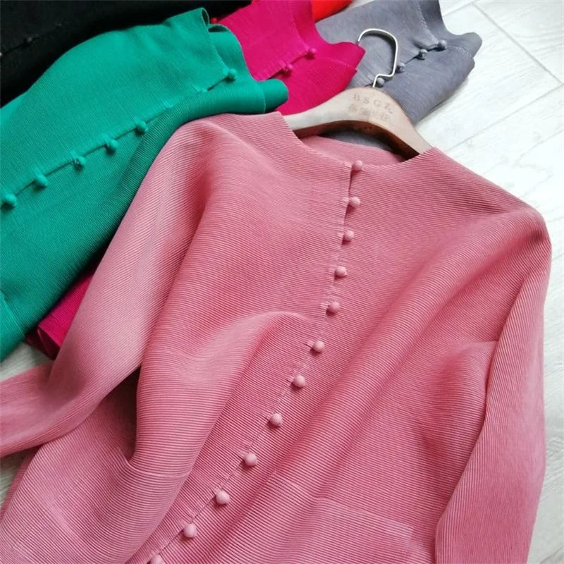 Pleated Bat-Sleeve Cropped Jacket