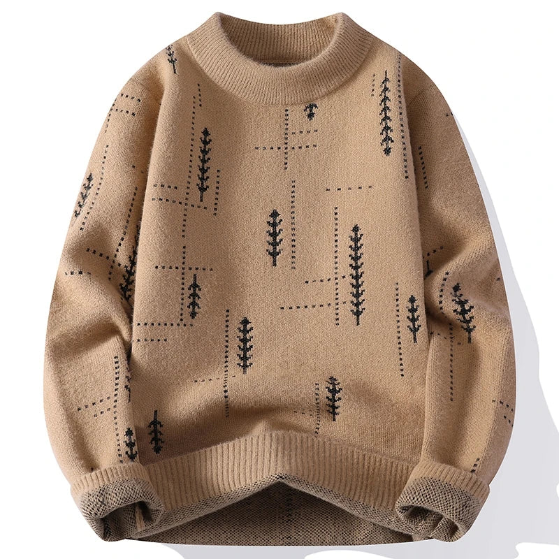 Men's Fuzzy Pattern Knit Sweater