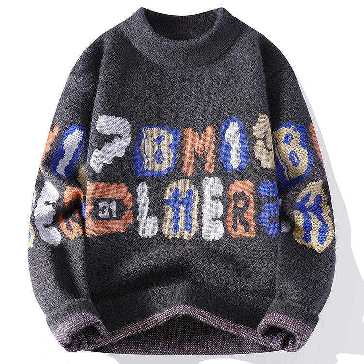 Men's Fuzzy Pattern Knit Sweater