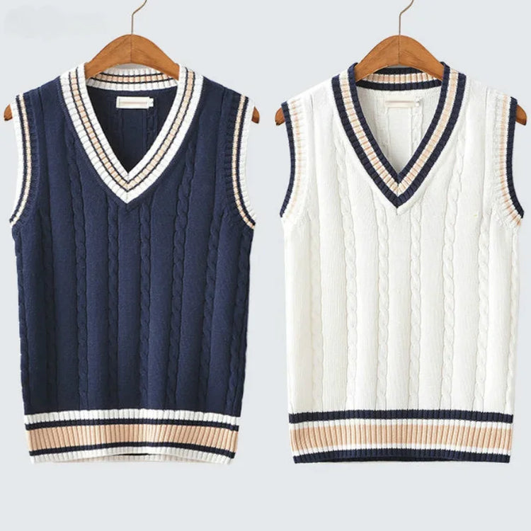 Men's Striped V-Neck Sweater Vest