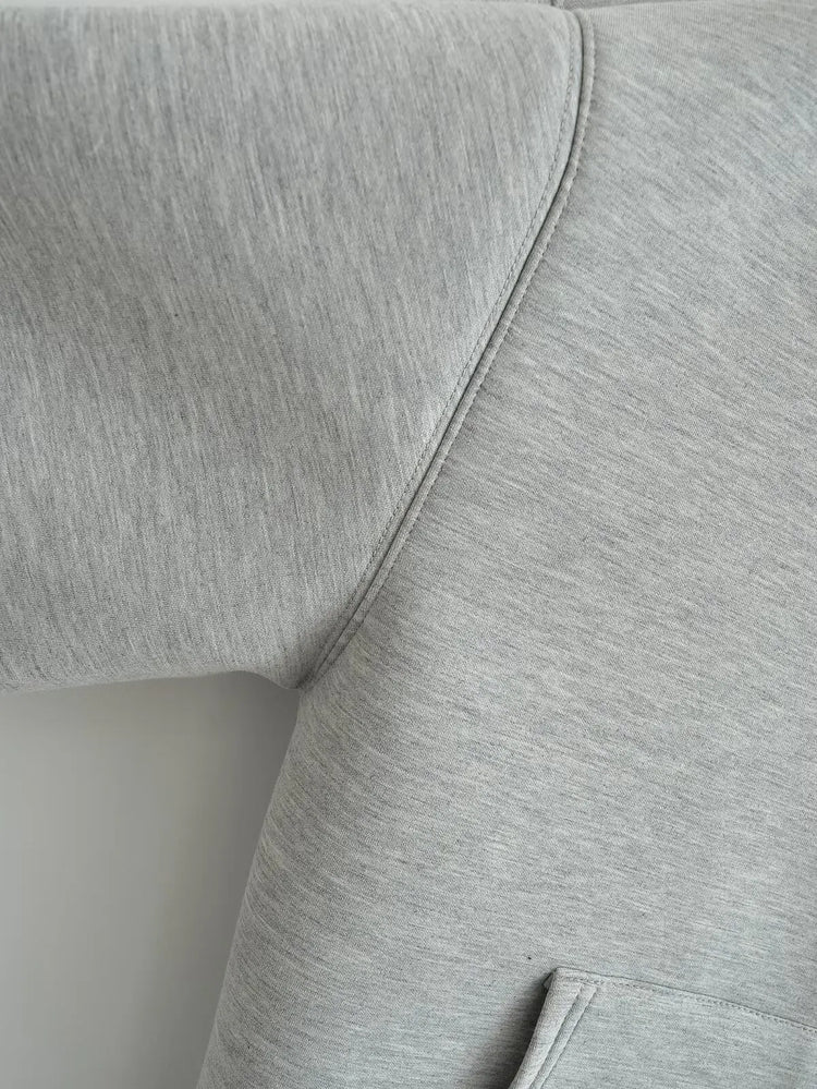 Gray Hooded Zip Jacket
