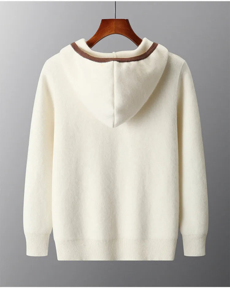 Men's Hooded Zip Cardigan Sweater