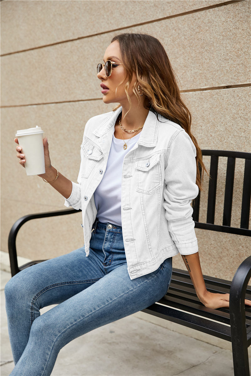 Slim Button-Front Denim Jacket