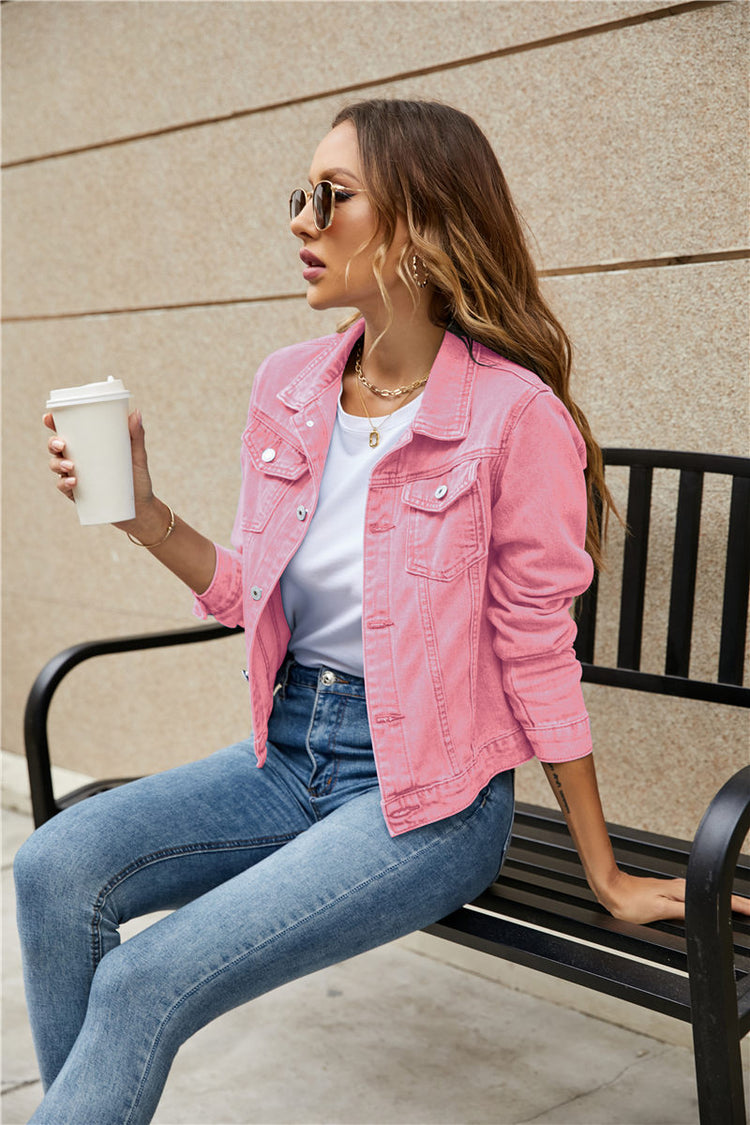 Slim Button-Front Denim Jacket