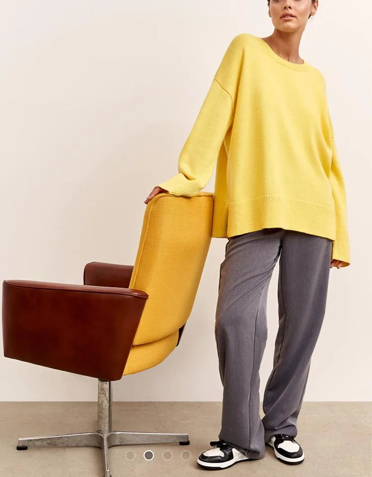 Oversized Crewneck Knit Sweater