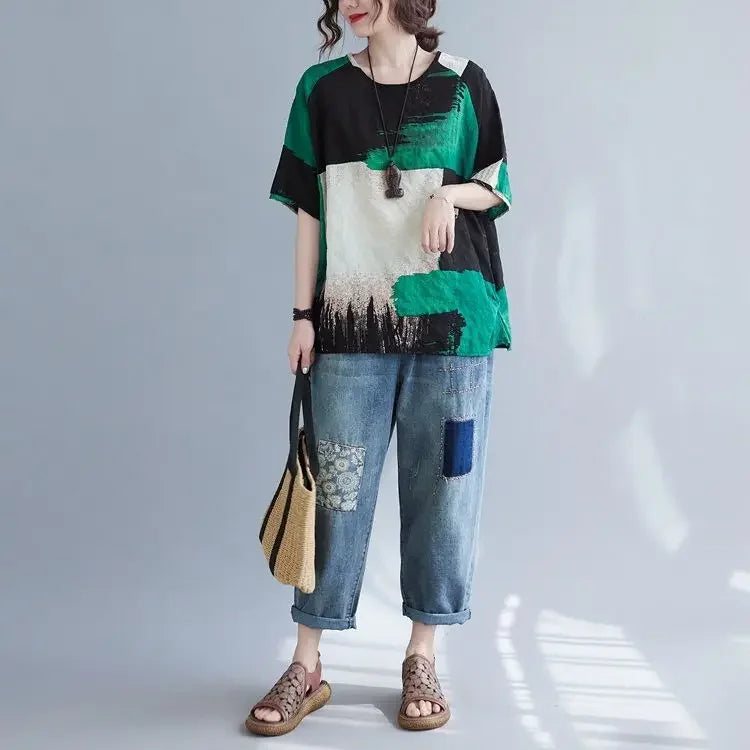 Loose Cotton Linen T-Shirt