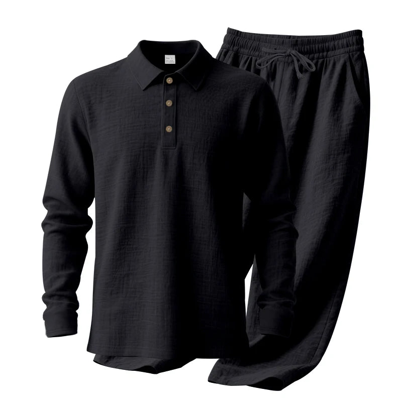 Men's Polo Shirt & Straight-Leg Pants Set
