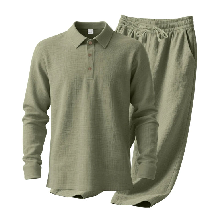 Men's Polo Shirt & Straight-Leg Pants Set
