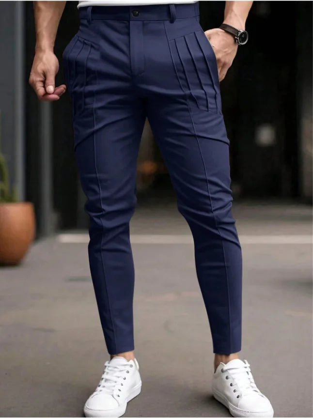Men's Pleated Slim-Fit Pants