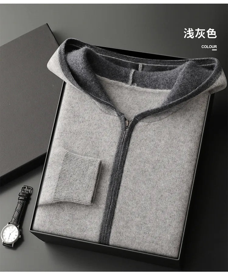 Men's Hooded Zip Cardigan Sweater