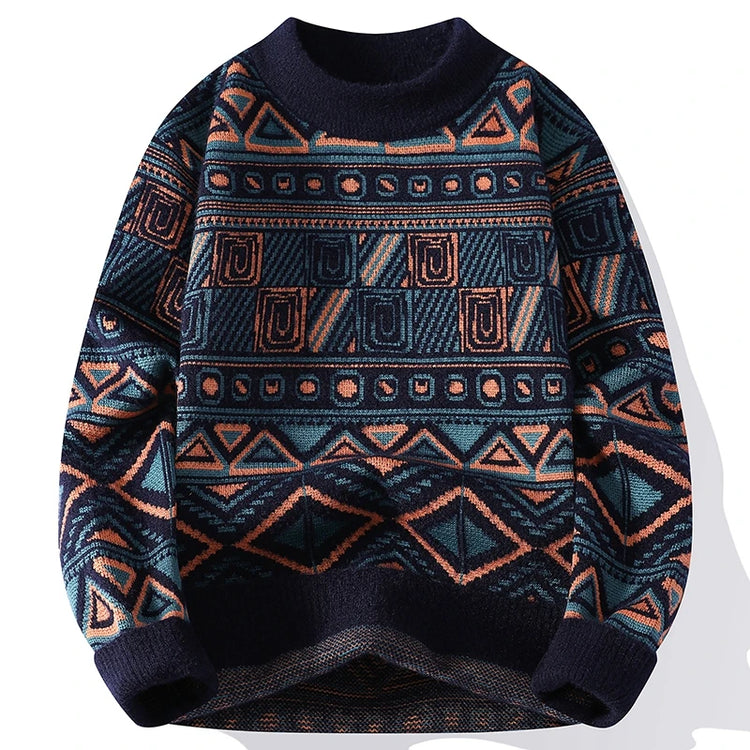 Men's Fuzzy Pattern Knit Sweater