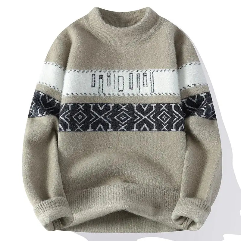 Men's Fuzzy Pattern Knit Sweater