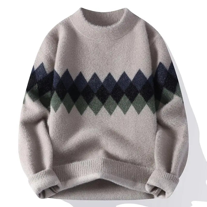 Men's Fuzzy Pattern Knit Sweater