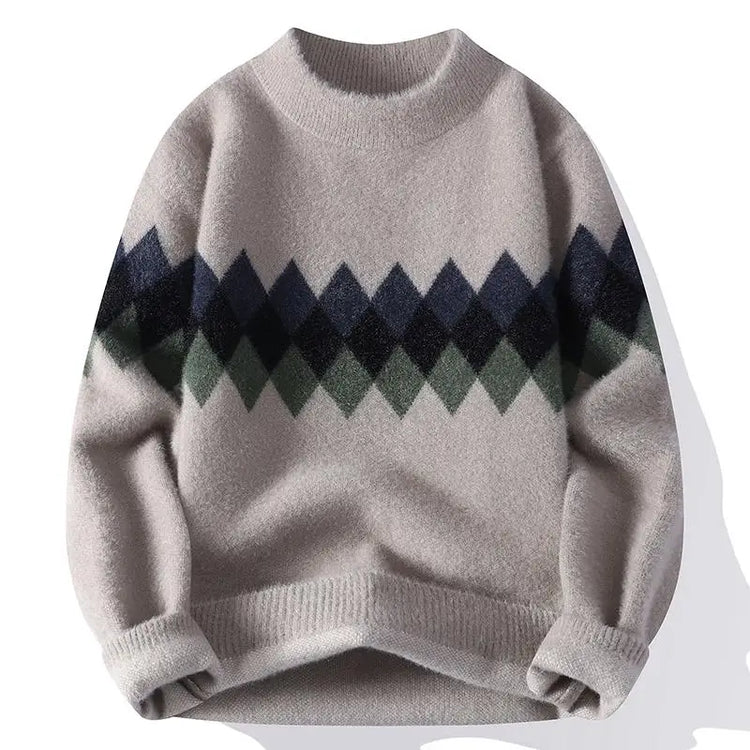 Men's Fuzzy Pattern Knit Sweater