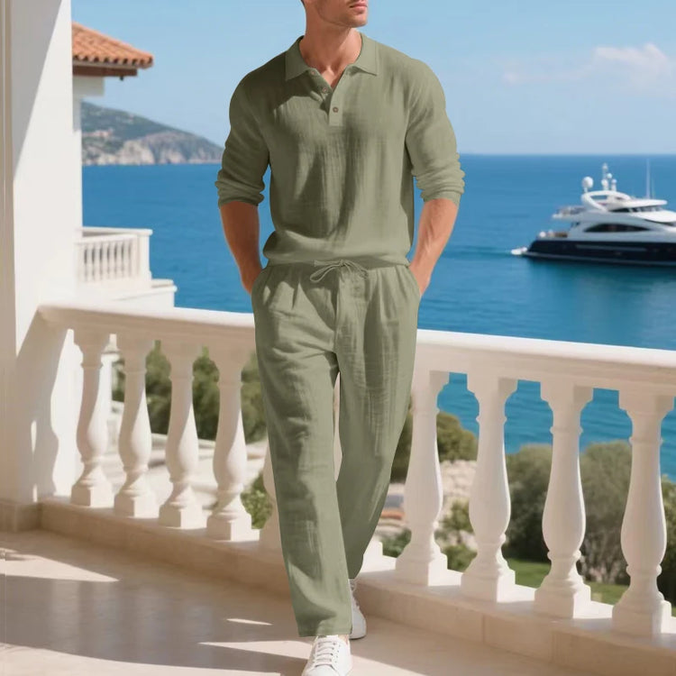 Men's Polo Shirt & Straight-Leg Pants Set