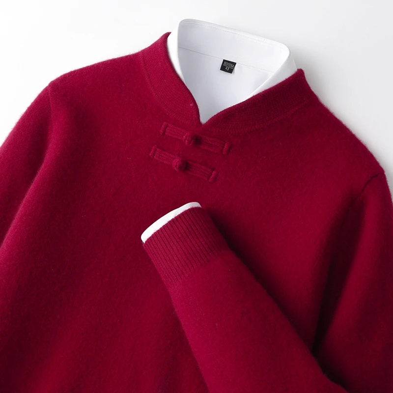 Men's Stand-Collar Button Sweater