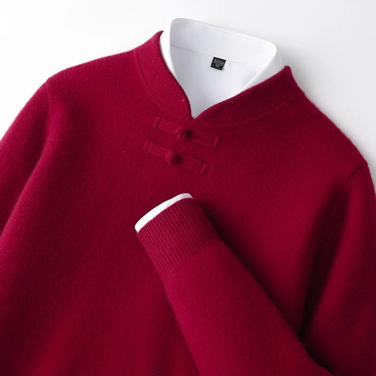 Men's Stand-Collar Button Sweater