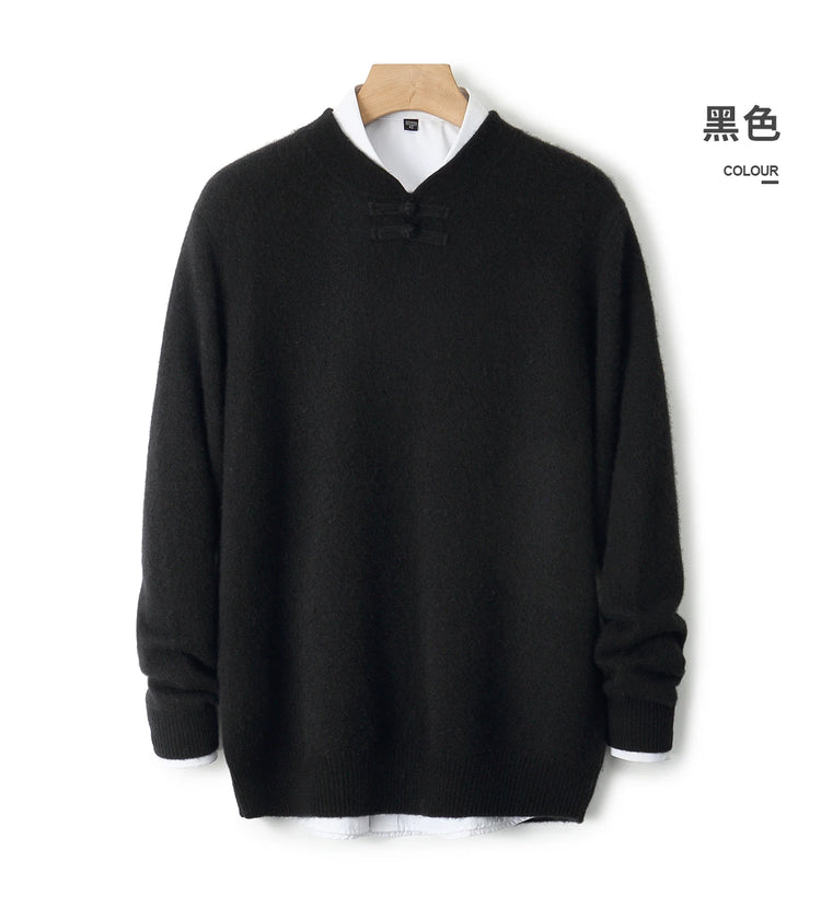 Men's Stand-Collar Button Sweater
