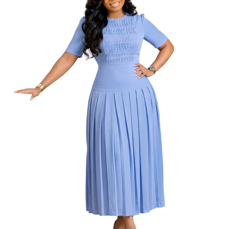Pleated High-Waist Long Dress