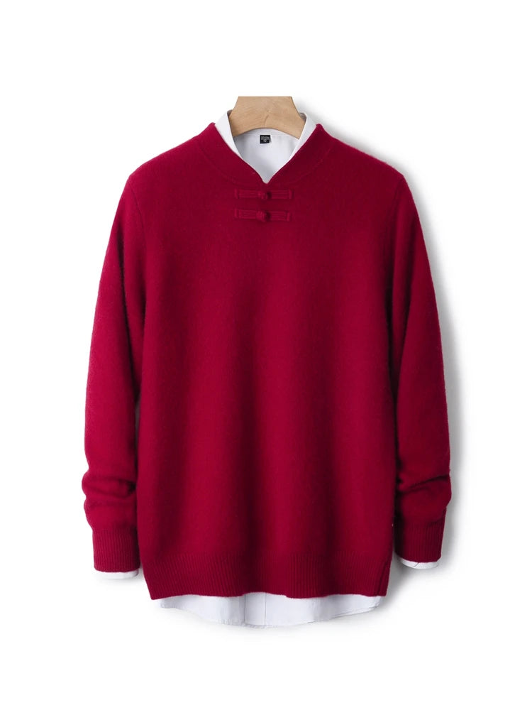 Men's Stand-Collar Button Sweater