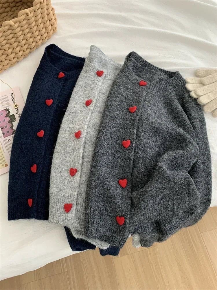 Heart-Buckle Knit Cardigan