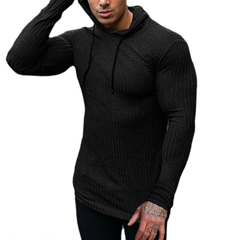 Men's Ribbed Knit Hoodie Sweater