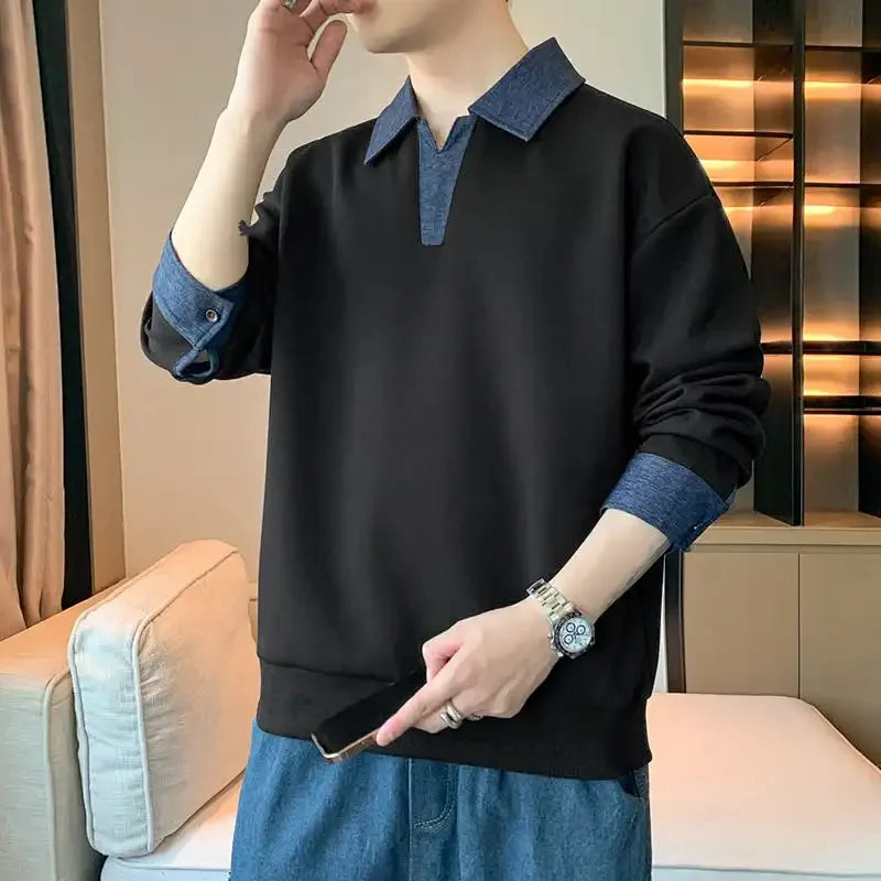 Men's Lapel Sweatshirt Top