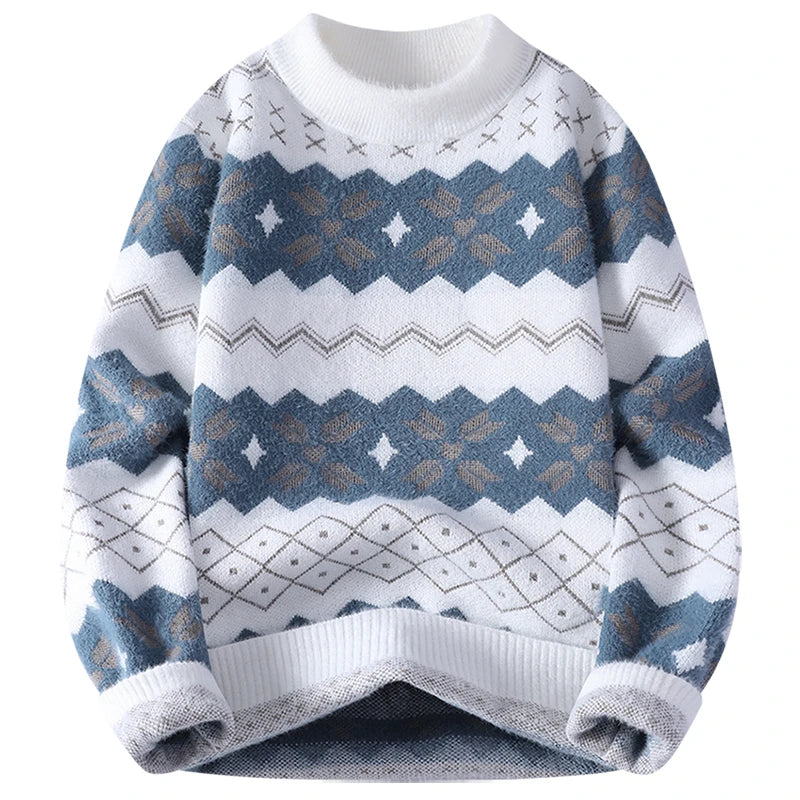 Men's Fuzzy Pattern Knit Sweater
