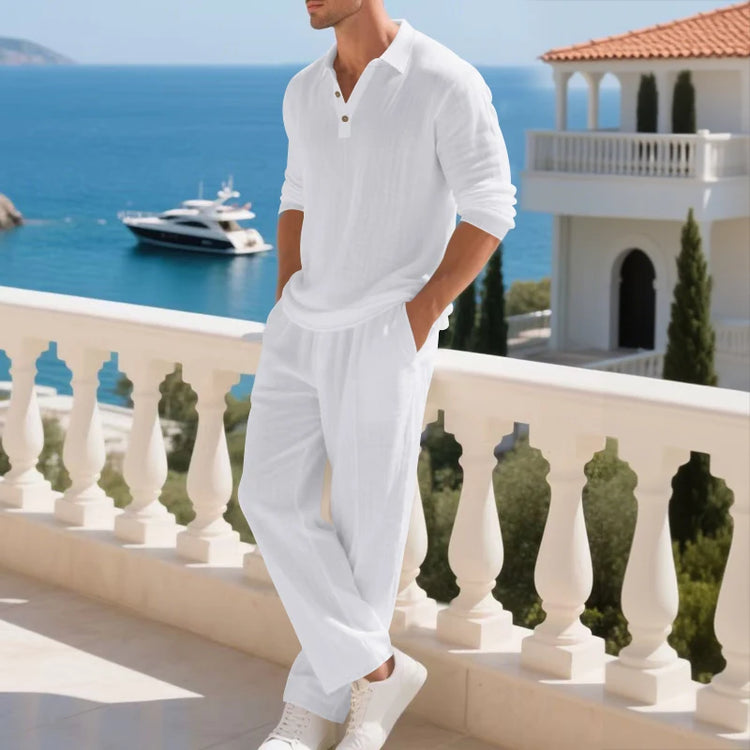 Men's Polo Shirt & Straight-Leg Pants Set
