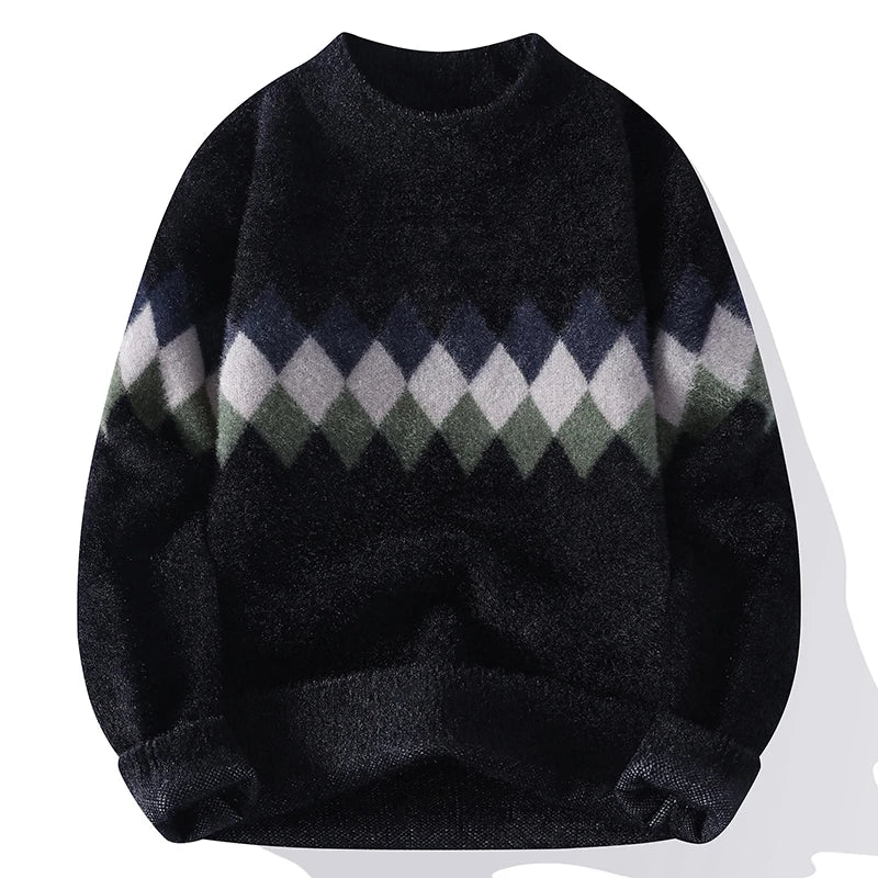 Men's Fuzzy Pattern Knit Sweater