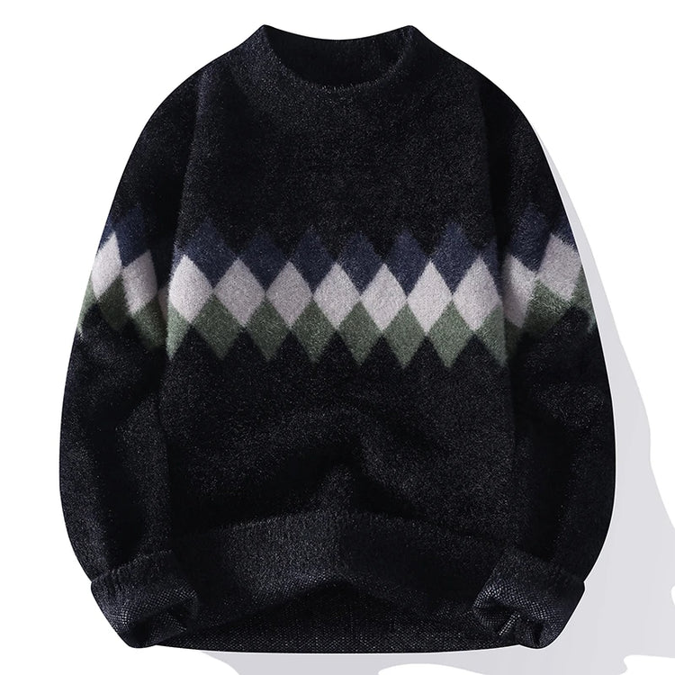 Men's Fuzzy Pattern Knit Sweater